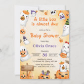 Little Boo Ghost Pumpkin Halloween Baby shower Kaart (Voorkant)