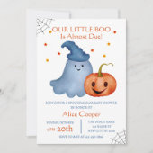 Little Boo Ghost Pumpkin Halloween Baby shower Kaart (Voorkant)