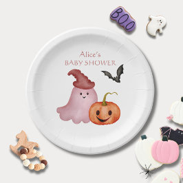 Little Boo Ghost Pumpkin Halloween Baby shower Papieren Bordje