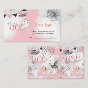 Little Boo Ghost Roze Baby shower Luier Raffle Informatiekaartje