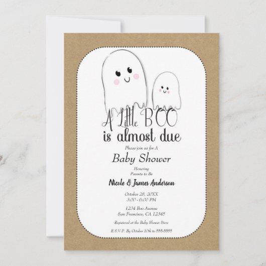 Little BOO Ghost Rustic Halloween Baby shower Kaart (Voorkant)