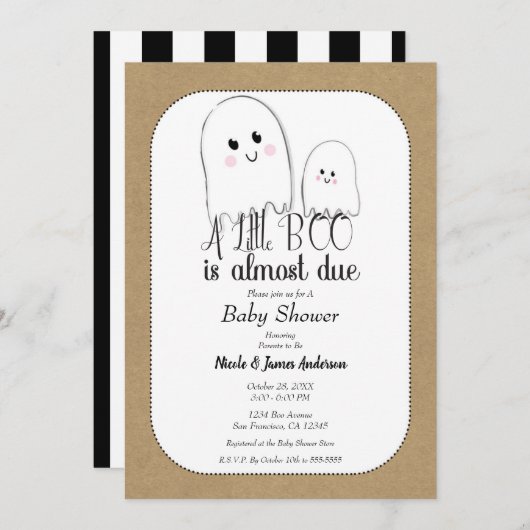 Little BOO Ghost Rustic Halloween Baby shower Kaart (Voorkant / Achterkant)