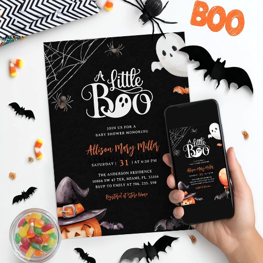 Little Boo Ghost Spooky Baby shower Invitation Kaart