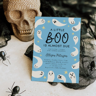 Little Boo Ghost Stars Boy Baby shower Kaart