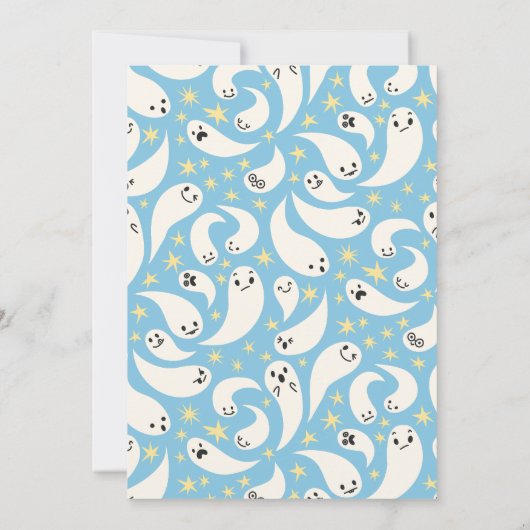 Little Boo Ghost Stars Boy Baby shower Kaart (Achterkant)