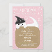 Little Boo Ghost Witch Pink Halloween Baby shower Kaart (Voorkant)