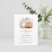 Little Boo Ghosts Pumpkin Herfst Baby shower Briefkaart (Staand voorkant)