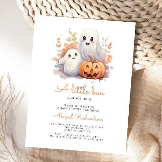 Little Boo Ghosts Pumpkin Herfst Baby shower Briefkaart