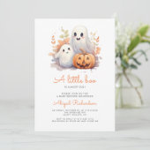 Little Boo Ghosts Pumpkin Herfst Baby shower Kaart (Staand voorkant)