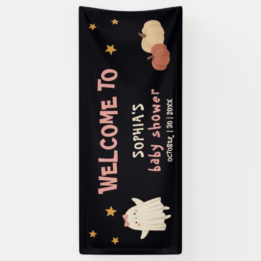 Little Boo Girl Halloween Baby shower Welkom Spandoek (Verticaal)