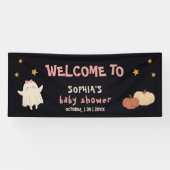 Little Boo Girl Halloween Baby shower Welkom Spandoek (Horizontaal)