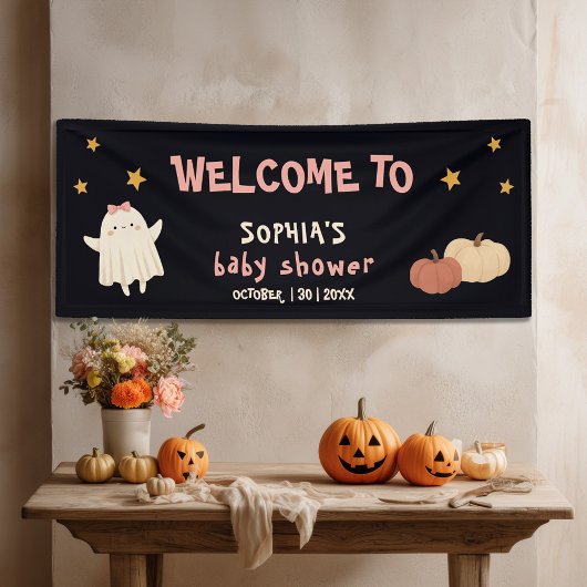 Little Boo Girl Halloween Baby shower Welkom Spandoek