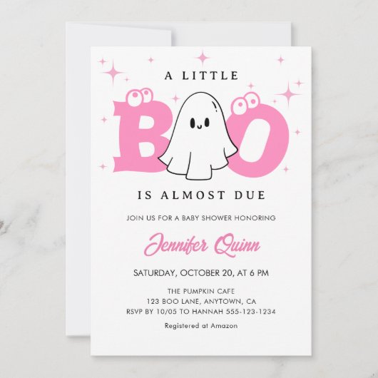 Little Boo Girl Schattige Ghost Halloween Baby sho Kaart (Voorkant)