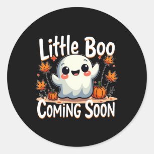 Little Boo Grappig en Schattige Halloween Zwangers Ronde Sticker