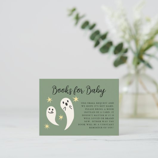 Little Boo Green Baby shower Boek aanvragen Informatiekaartje (Staand voorkant)