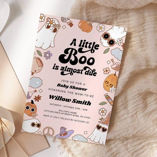 Little Boo Groovy Halloween Ghost Baby shower Kaart