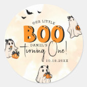 Little Boo Halloween 1e verjaardag Ronde Sticker (Voorkant)