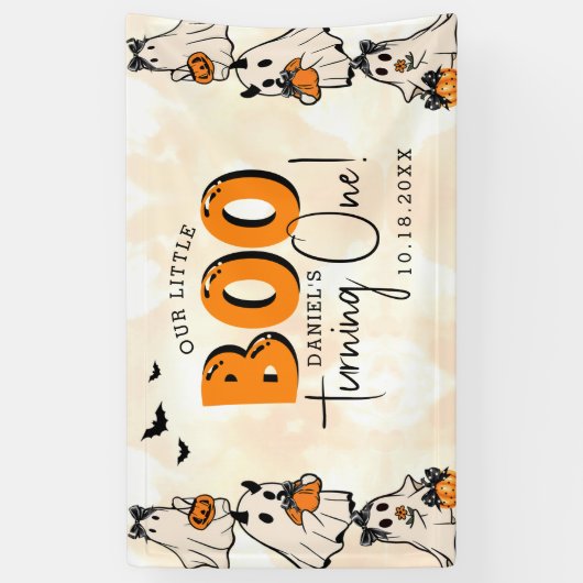 Little Boo Halloween 1e verjaardag Spandoek (Verticaal)