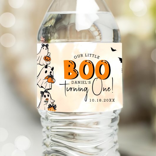 Little Boo Halloween 1e verjaardag Waterfles Etiket