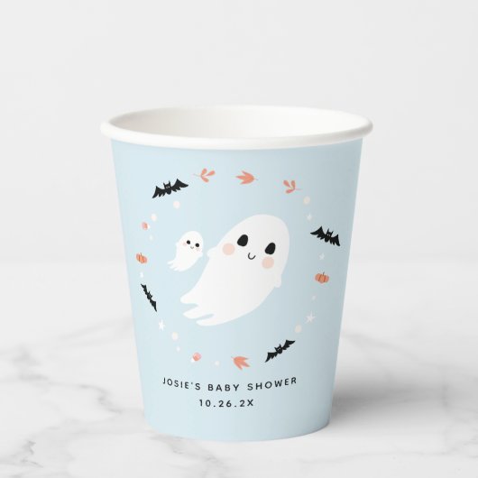 Little Boo Halloween baby shower blauw papier beke Papieren Bekers (Voorkant)