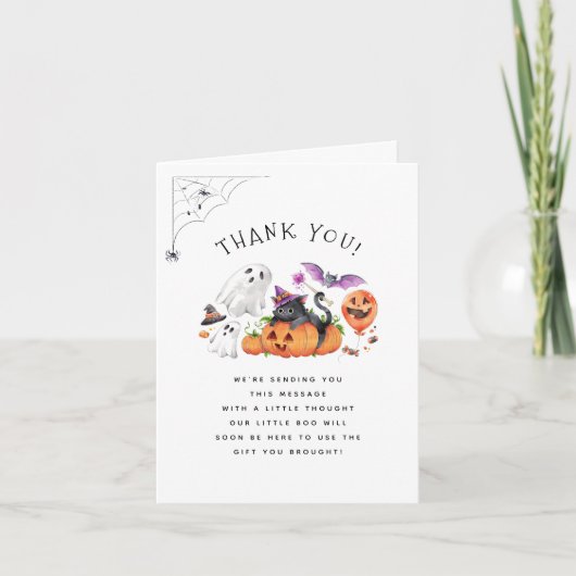 Little Boo Halloween Baby shower Dank je kaart (Voorkant)