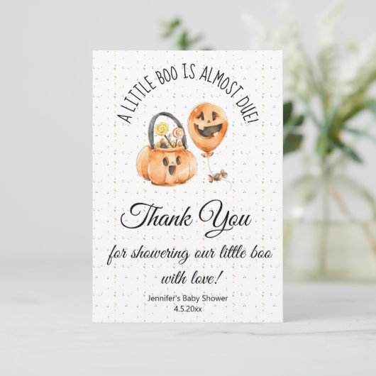 Little Boo, Halloween baby shower Dank je wel Kaart (Staand voorkant)