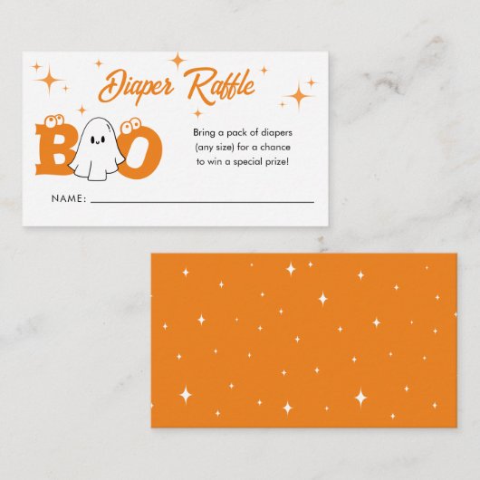 Little Boo Halloween Baby shower Diaper Raffle Informatiekaartje (Voorkant / Achterkant)