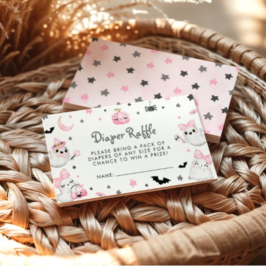 Little Boo Halloween Baby shower Diaper Raffle Informatiekaartje