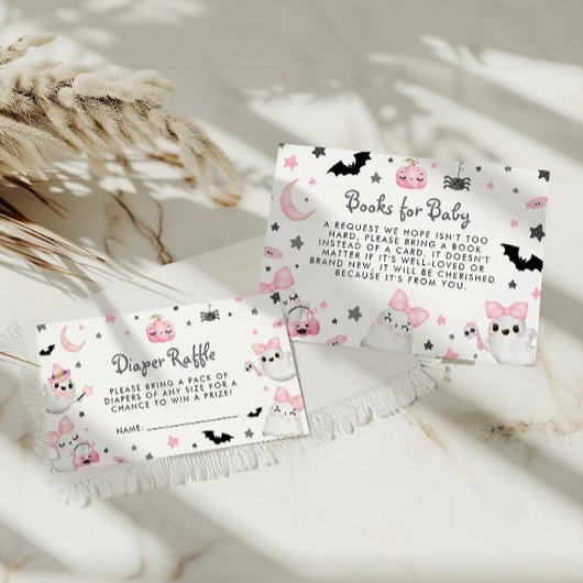 Little Boo Halloween Baby shower Diaper Raffle Informatiekaartje
