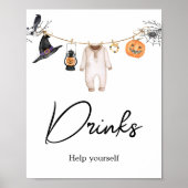 Little Boo Halloween Baby shower Drinken Poster (Voorkant)