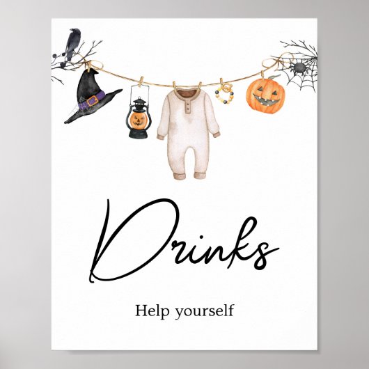Little Boo Halloween Baby shower Drinken Poster (Voorkant)
