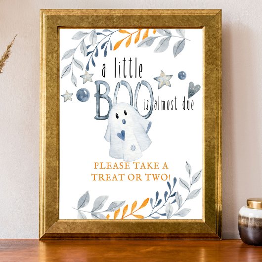 Little Boo Halloween Baby shower Favor Poster