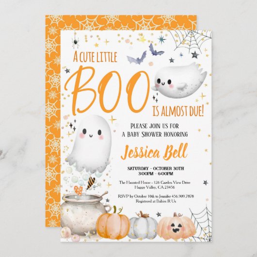 Little Boo Halloween Baby shower genderneutraal Kaart (Voorkant / Achterkant)