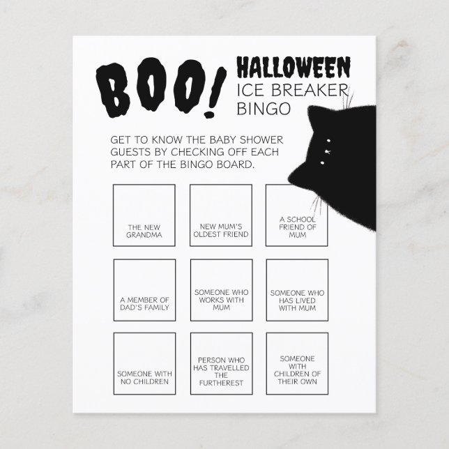 Little Boo Halloween Baby shower ijsbreker Bingo (Voorkant)