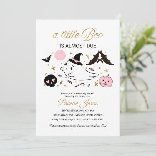 Little Boo Halloween Baby shower Invitation Bedankkaart (Staand voorkant)