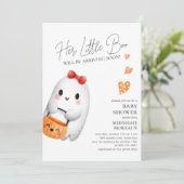 Little Boo Halloween Baby shower Invitation Kaart (Staand voorkant)