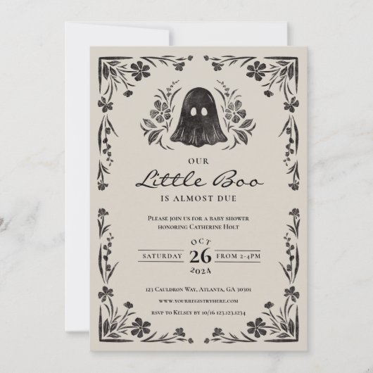 Little Boo Halloween Baby shower Invitation Kaart (Voorkant)