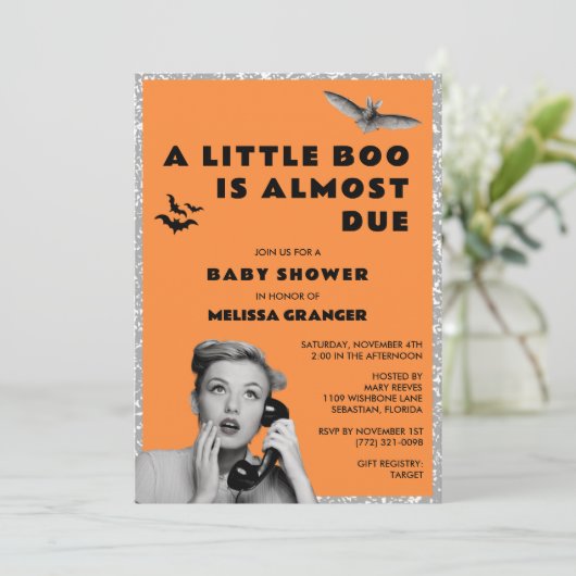 Little Boo Halloween Baby shower Kaart (Staand voorkant)