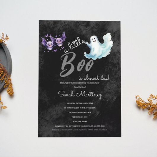 Little Boo Halloween Baby shower Kaart