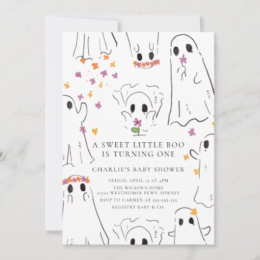 Little Boo Halloween Baby shower Kaart (Voorkant)