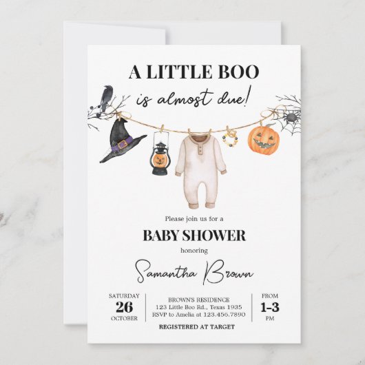 Little Boo Halloween Baby shower Kaart (Voorkant)