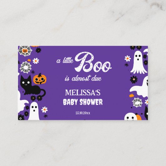 Little boo Halloween baby shower luier loterij Informatiekaartje (Achterkant)