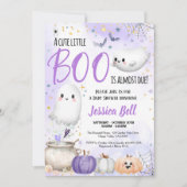 Little Boo Halloween Baby shower Paarse Kaart (Voorkant)