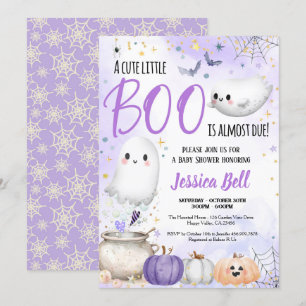 Little Boo Halloween Baby shower Paarse Kaart