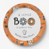 Little Boo Halloween Baby shower Papieren Bordje (Voorkant)