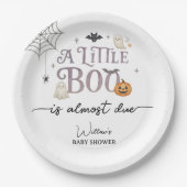 Little Boo Halloween Baby shower Papieren Bordje (Voorkant)