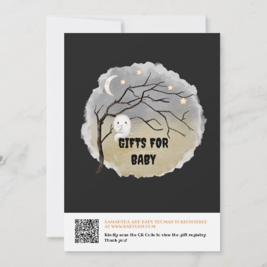 Little Boo Halloween Baby shower Register QR Code Kaart (Achterkant)