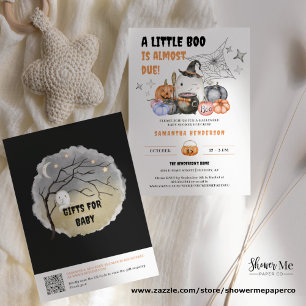 Little Boo Halloween Baby shower Register QR Code Kaart