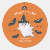 Little Boo Halloween Baby shower Ronde Sticker (Voorkant)