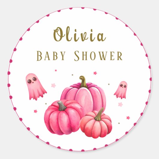 Little Boo Halloween Baby shower Ronde Sticker (Voorkant)